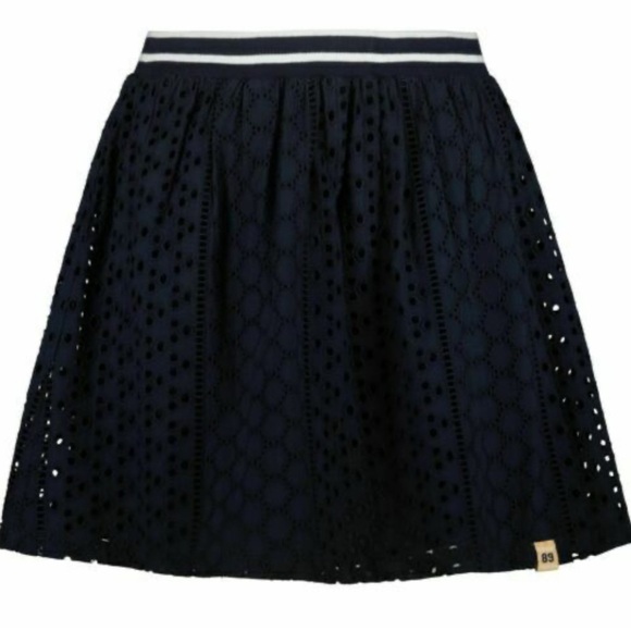 NAVY BLUE SUPERDRY BRODERIE ANGLAISE CAMYLLA SKIRT SIZE MEDIUM - Picture 1 of 7